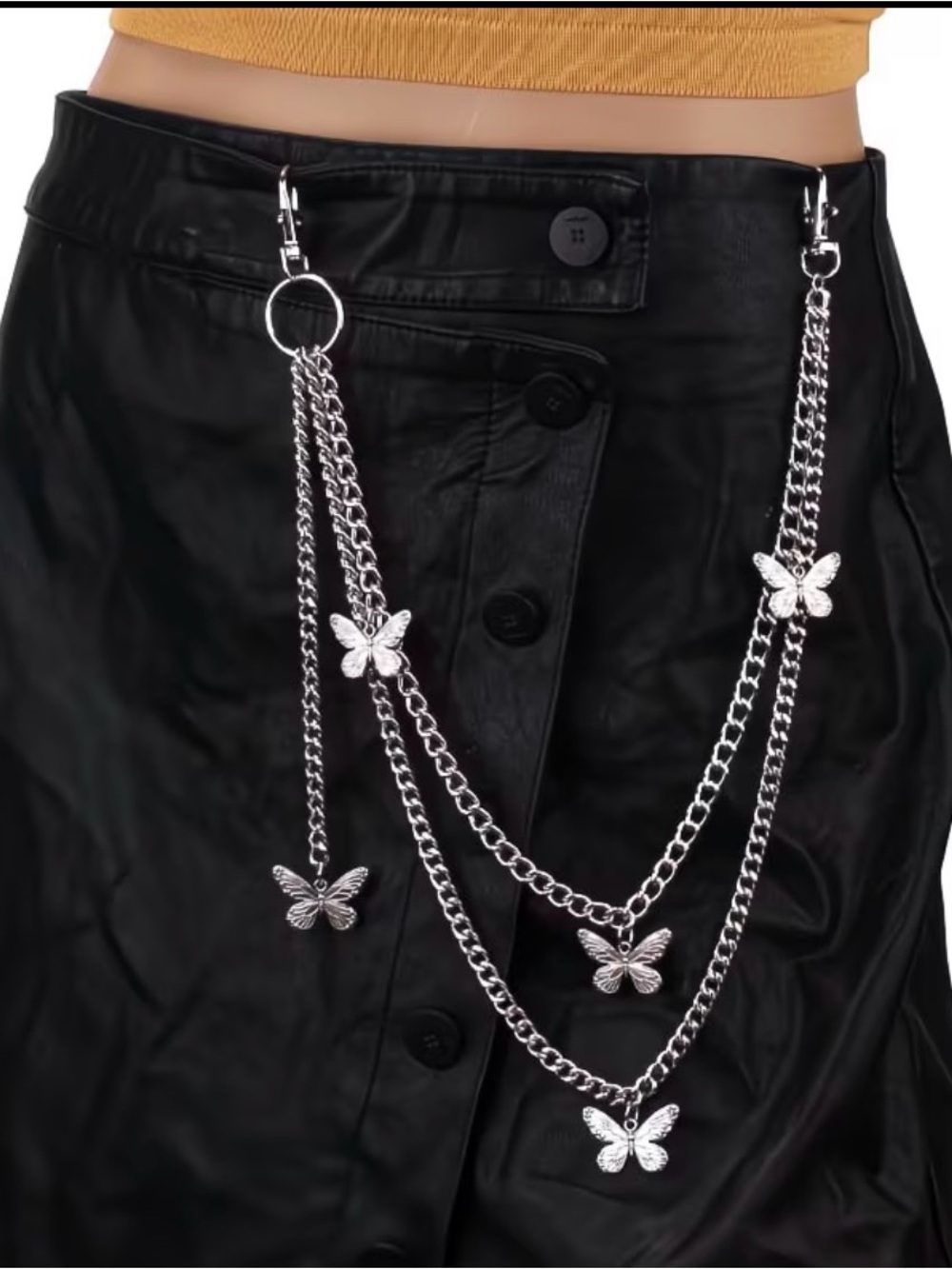 Silver Butterfly Chain Belt, Hooks on to Beltloops